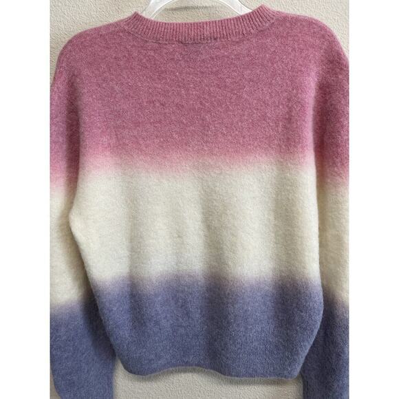 & Other Stories color block Sweater Alpaca Wool Blend Size M Pink Blue Cream - Picture 5 of 11